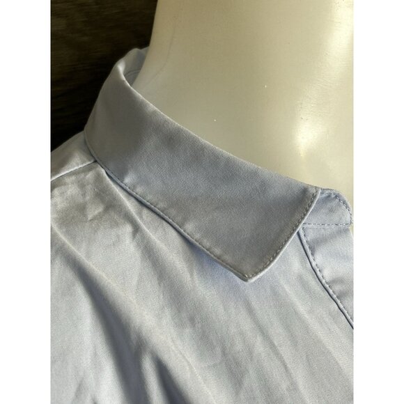 J Jill Womens L Light Blue V Neck Collared Button Up Shirt Blouse Tie Front Top - Picture 7 of 8